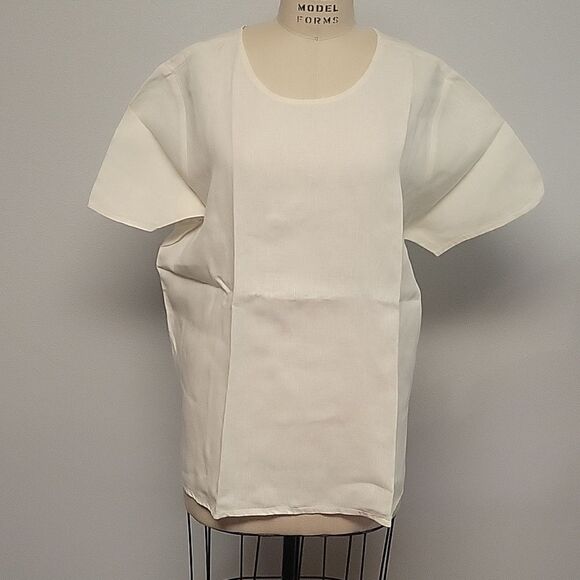 Flax Tops - FLAX Womens Sz Large Short Sleeve White Linen Tunic Top